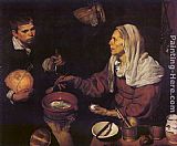 Diego Rodriguez De Silva Velazquez Famous Paintings - Old Woman Poaching Eggs